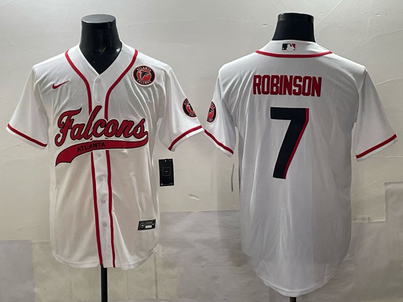 Men 2025 Nike Atlanta Falcons 7 Robinson white Joint Name Limited NFL Jersey style 06